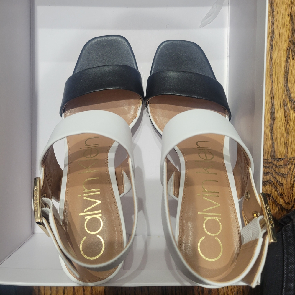 Calvin Klein Black and White Women's Sandals